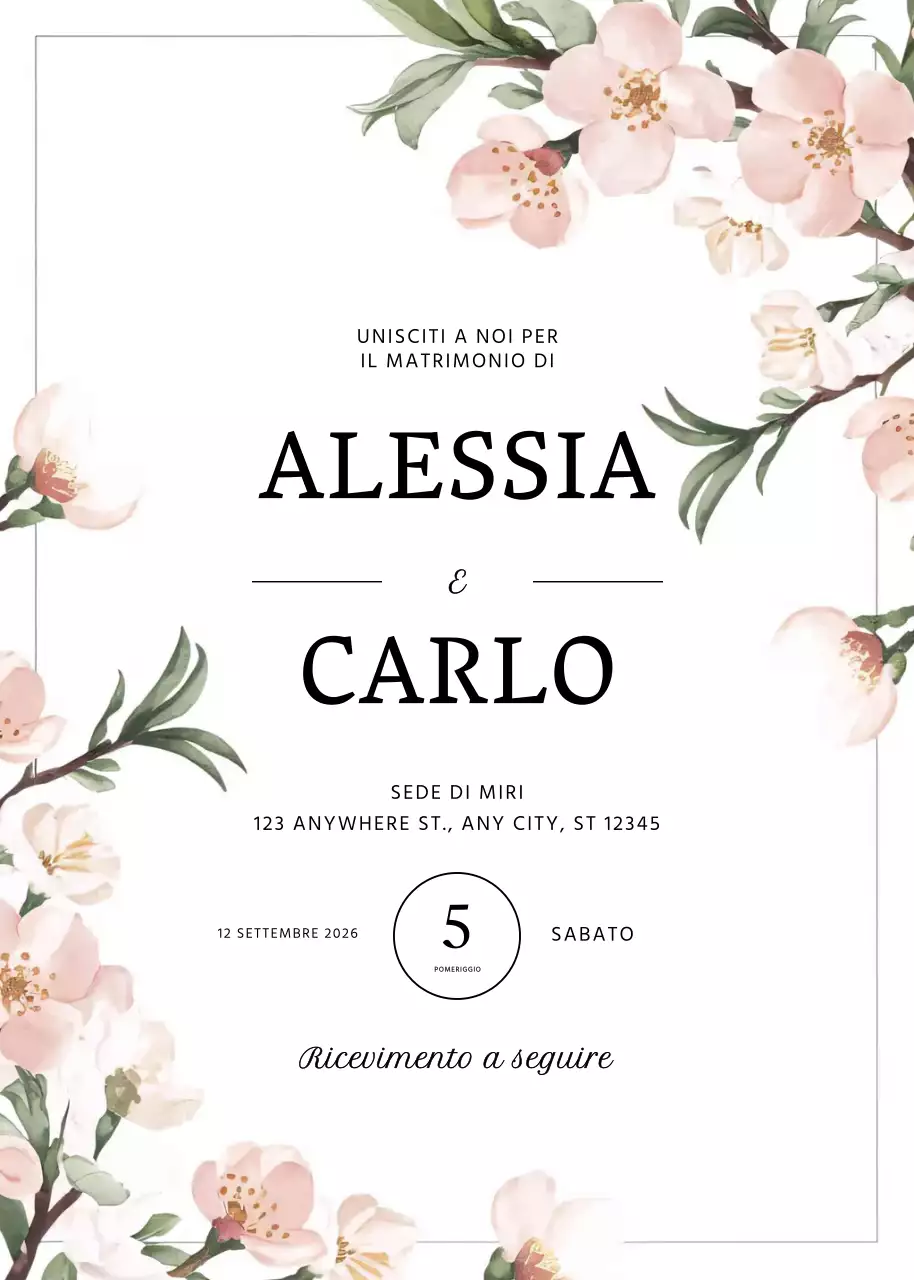 invito di nozze elegante bianco