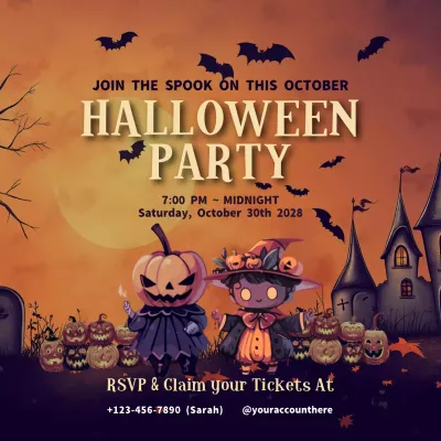Orange Vintage Halloween Invitation Social Media Post