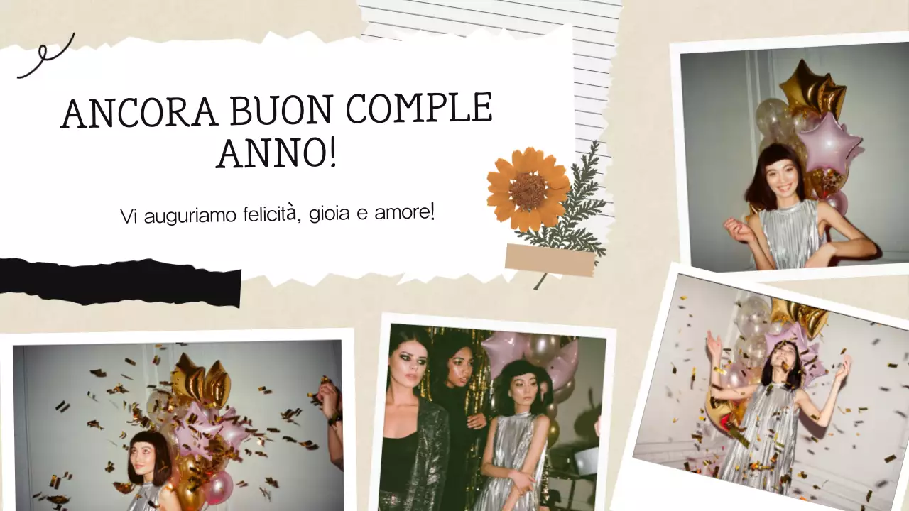 Beige Bianco Scrapbook Collage Compleanno Presentazione