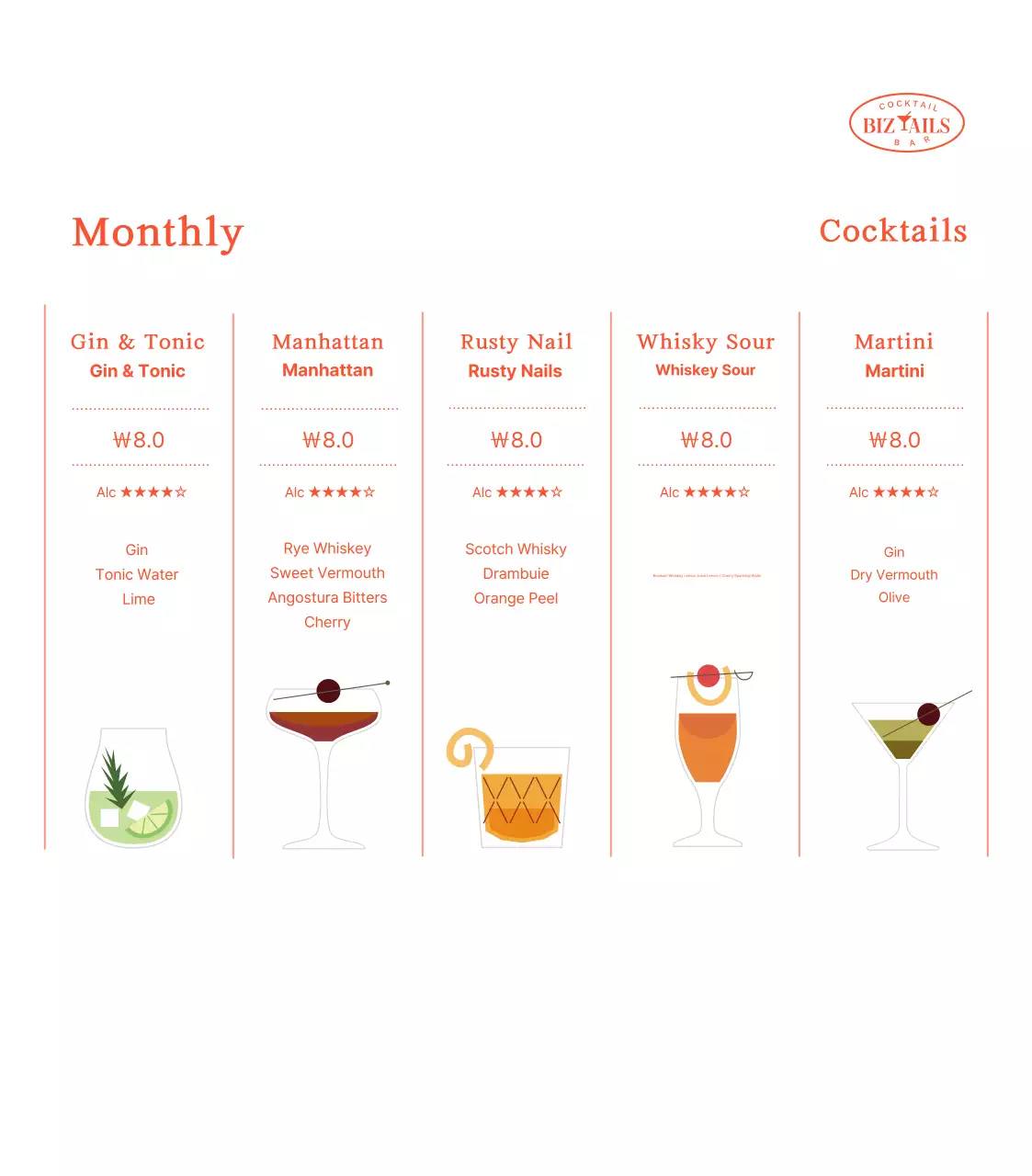 Materi promosi menu bar koktail kelas atas berwarna hitam