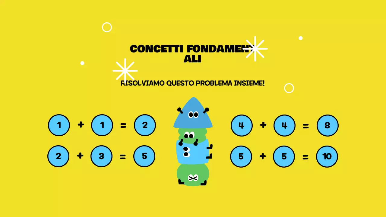 Presentazione dell'addizione di base gialla e giocosa