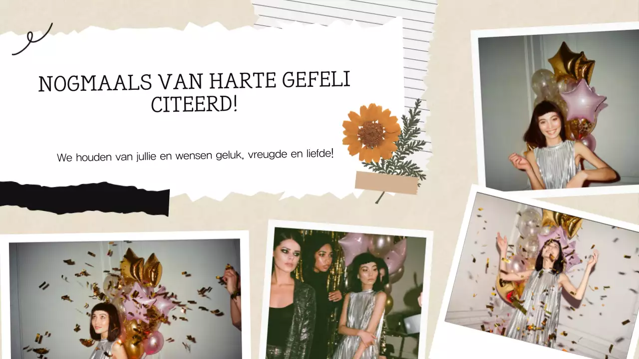 Beige Wit Scrapbook Collage Verjaardag Presentatie