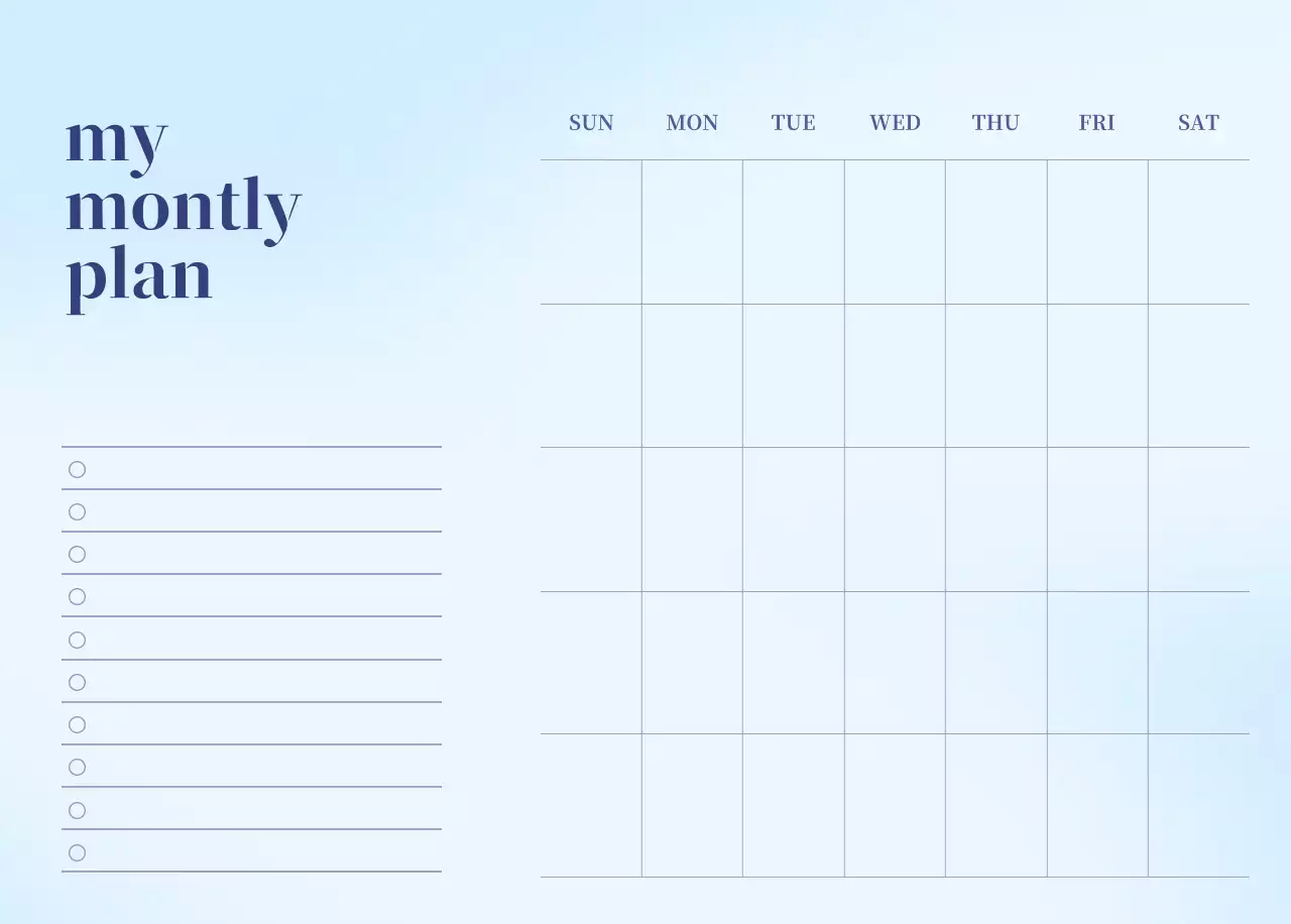 그라데이션 미니멀 달력 캘린더