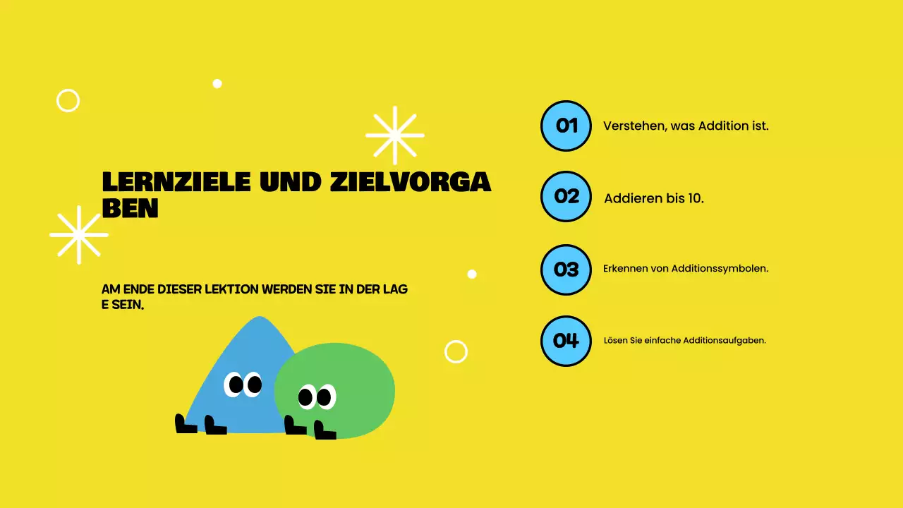 Gelbe spielerische Grundaddition Präsentation