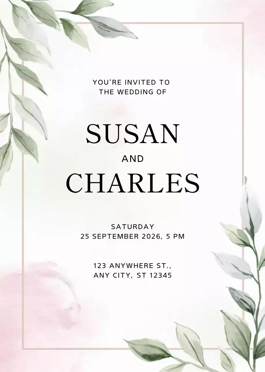 Thiệp cưới màu xanh lá cây thanh lịch