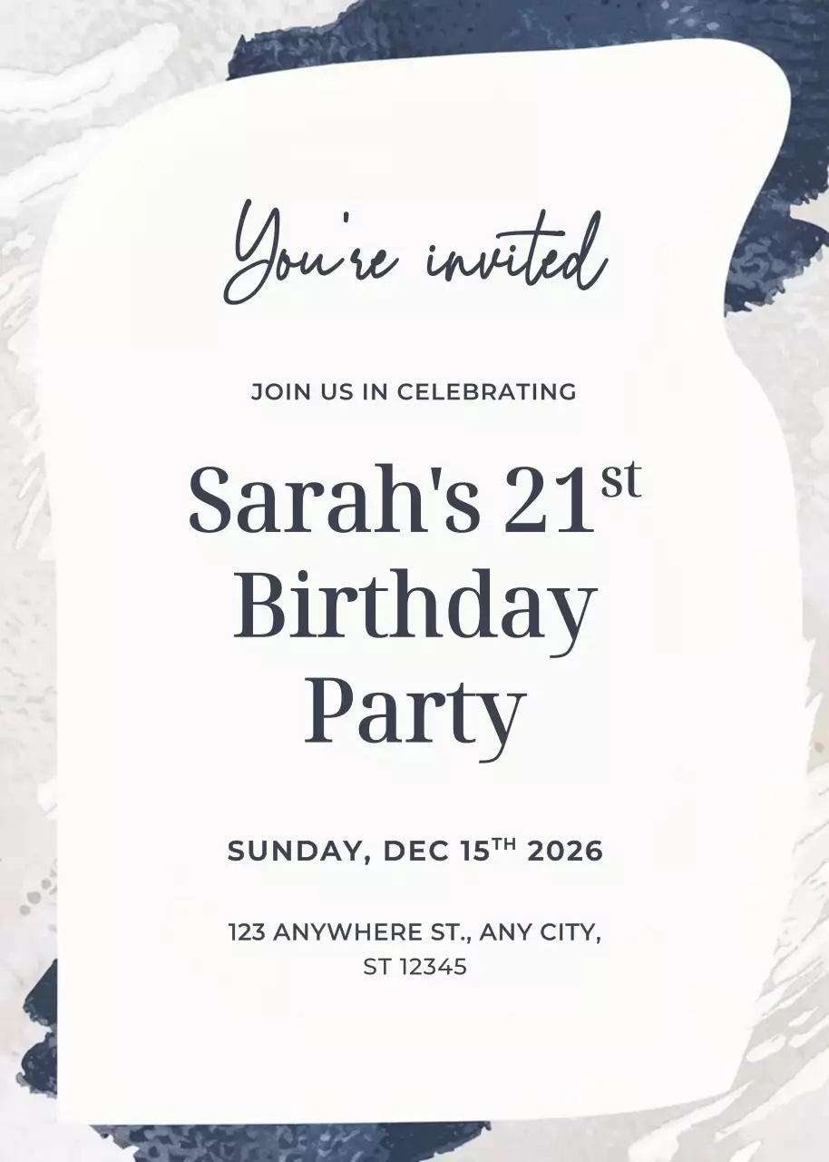 Thiệp mời sinh nhật Navy Elegant