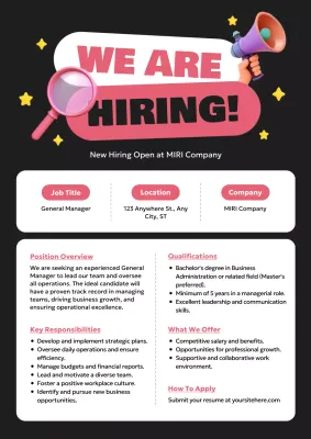 Black Modern Hiring Job Posting Poster