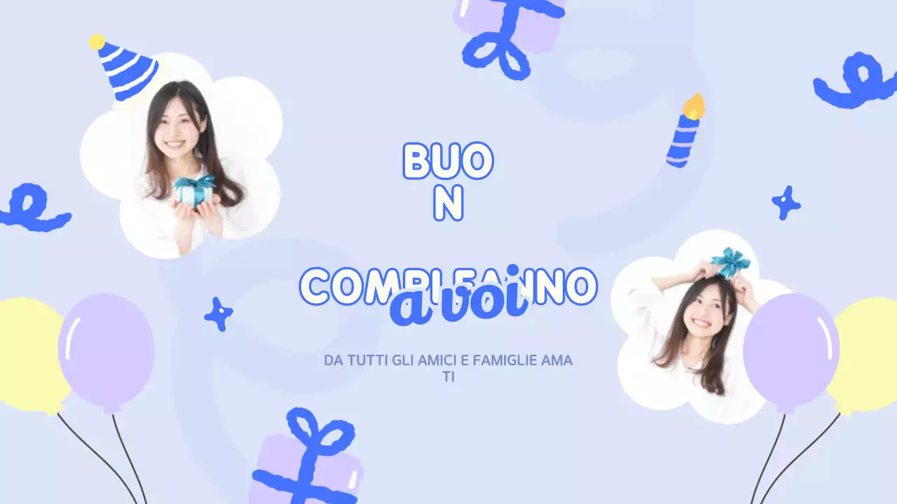 Presentazione del compleanno giocoso blu