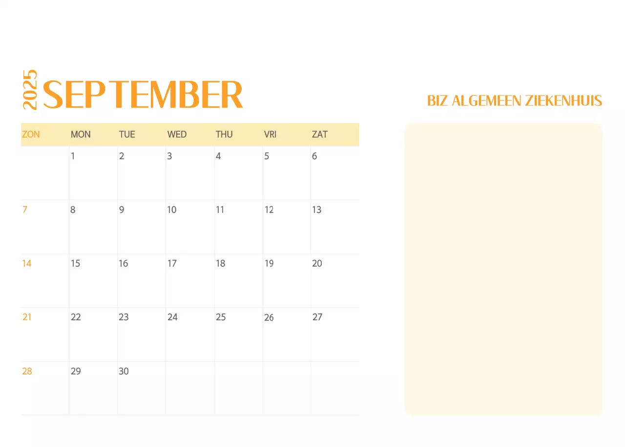 Ziekenhuiskalender in groen fotolijstje