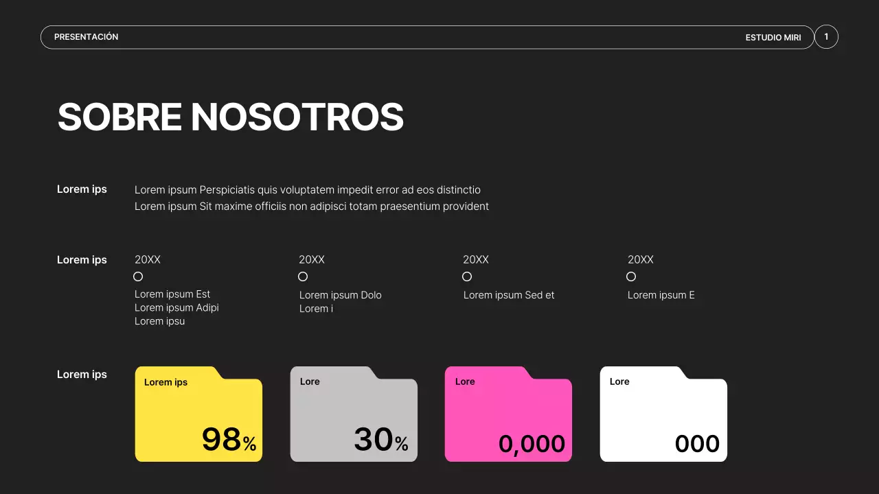 Un sencillo prospecto de productora de vídeo en negro y colores neón