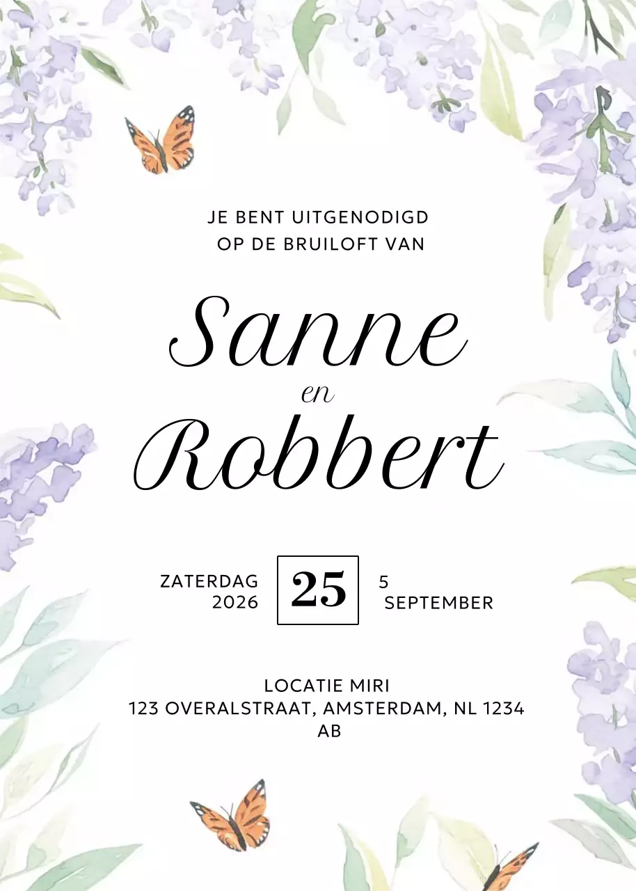 witte elegante huwelijksuitnodiging