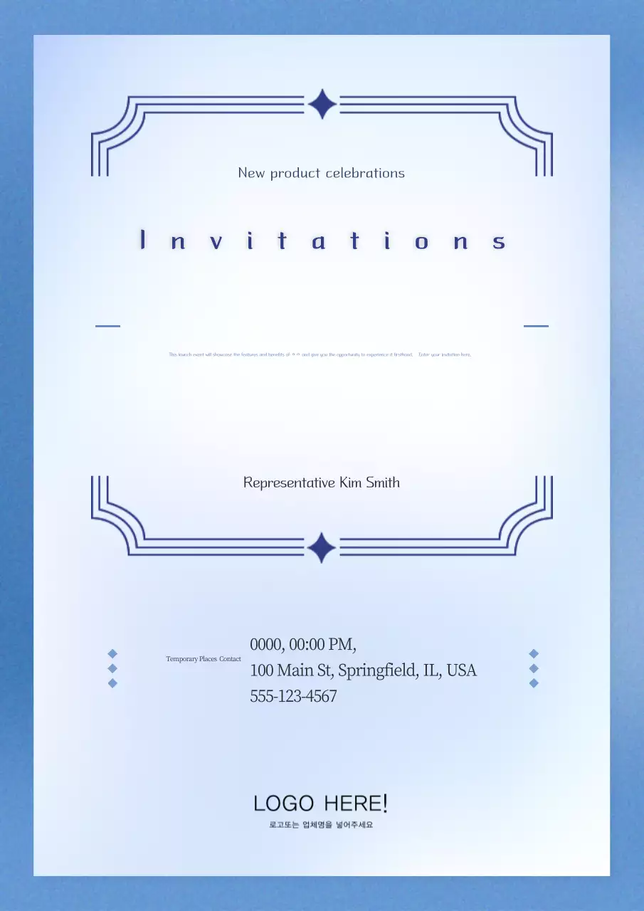 Lời mời sản phẩm thanh lịch màu xanh