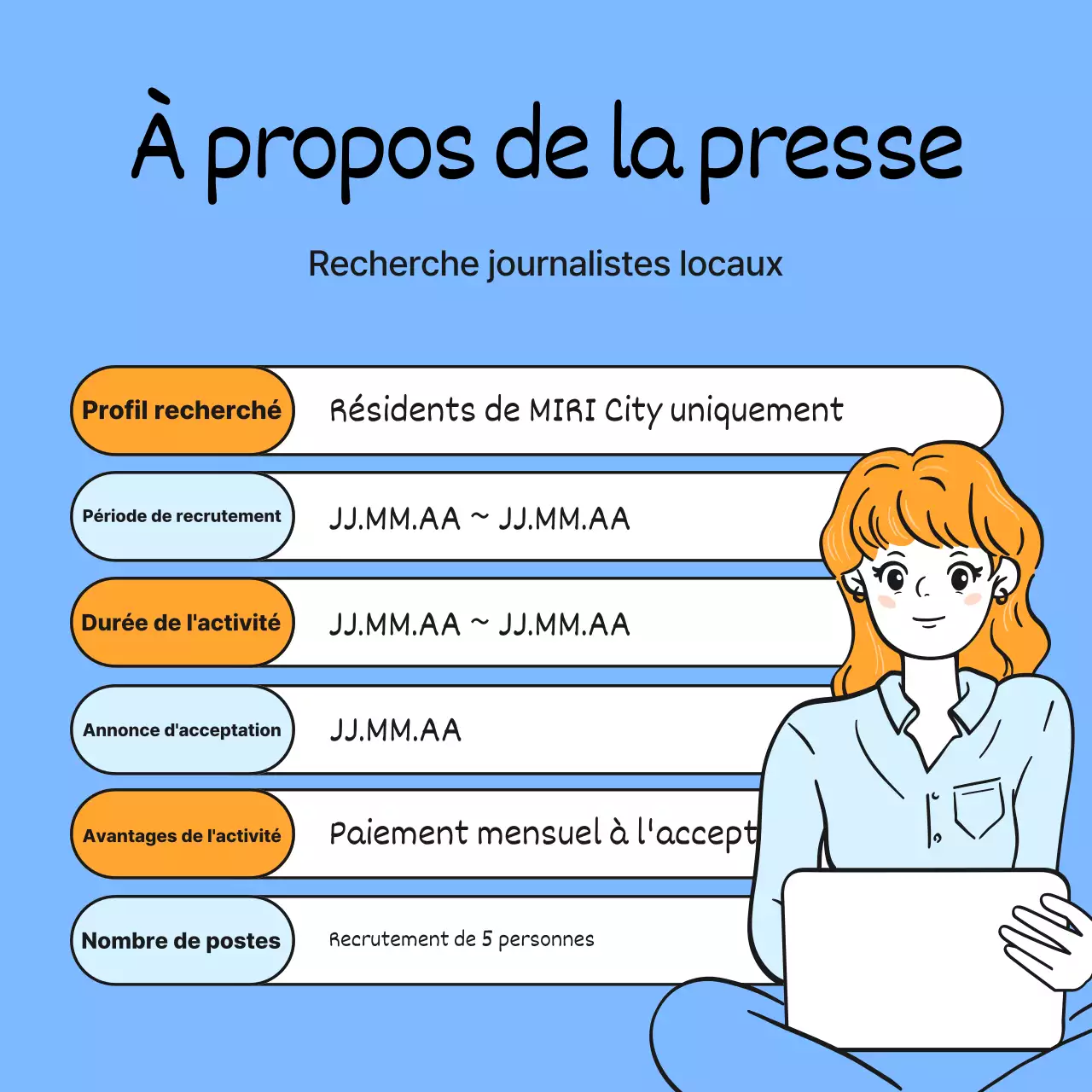 Bleu clair et simple pour les journalistes de développement local