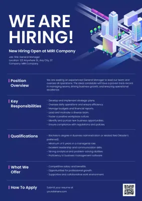 Blue Modern Job Posting Advertisement Poster