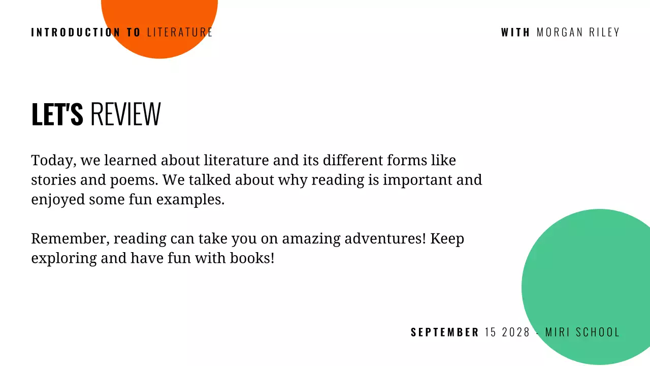 Multicolor modern literature course presentation