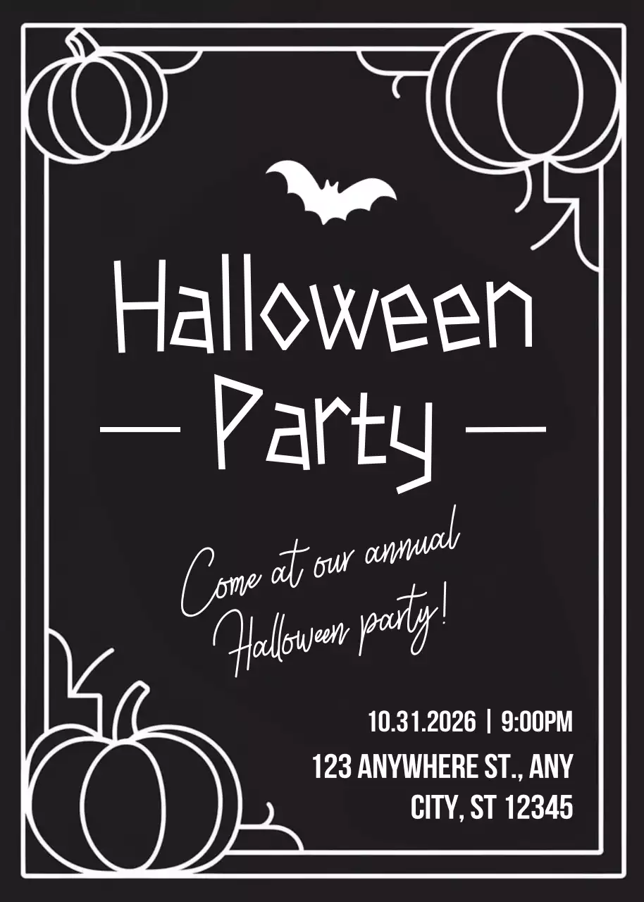 Black Retro Halloween Invitation