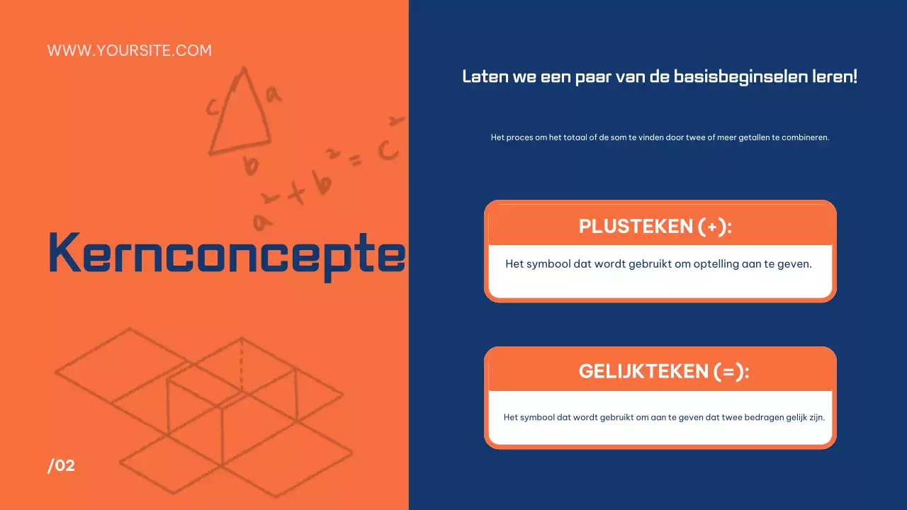 blauw eenvoudige wiskunde klasgids presentatie