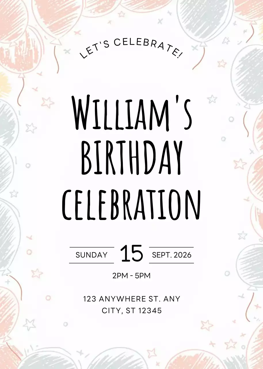 lời mời sinh nhật tối giản đầy màu sắc