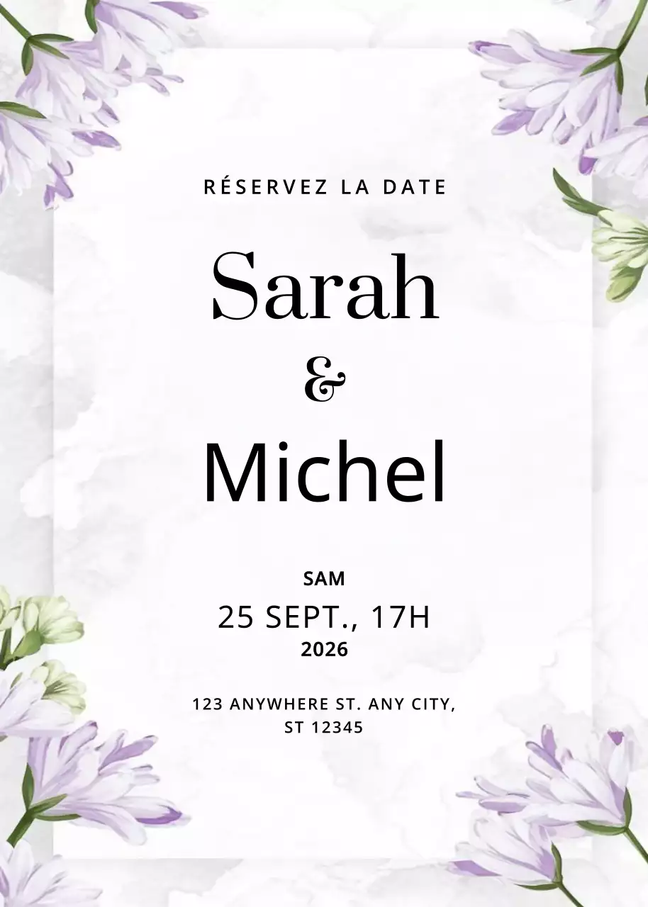 invitation de mariage élégante et blanche