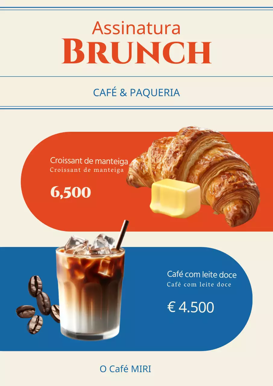 Quadro de ementas de brunch simples em laranja