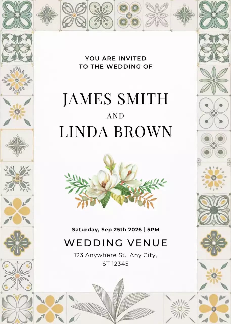 beige elegant wedding invitation