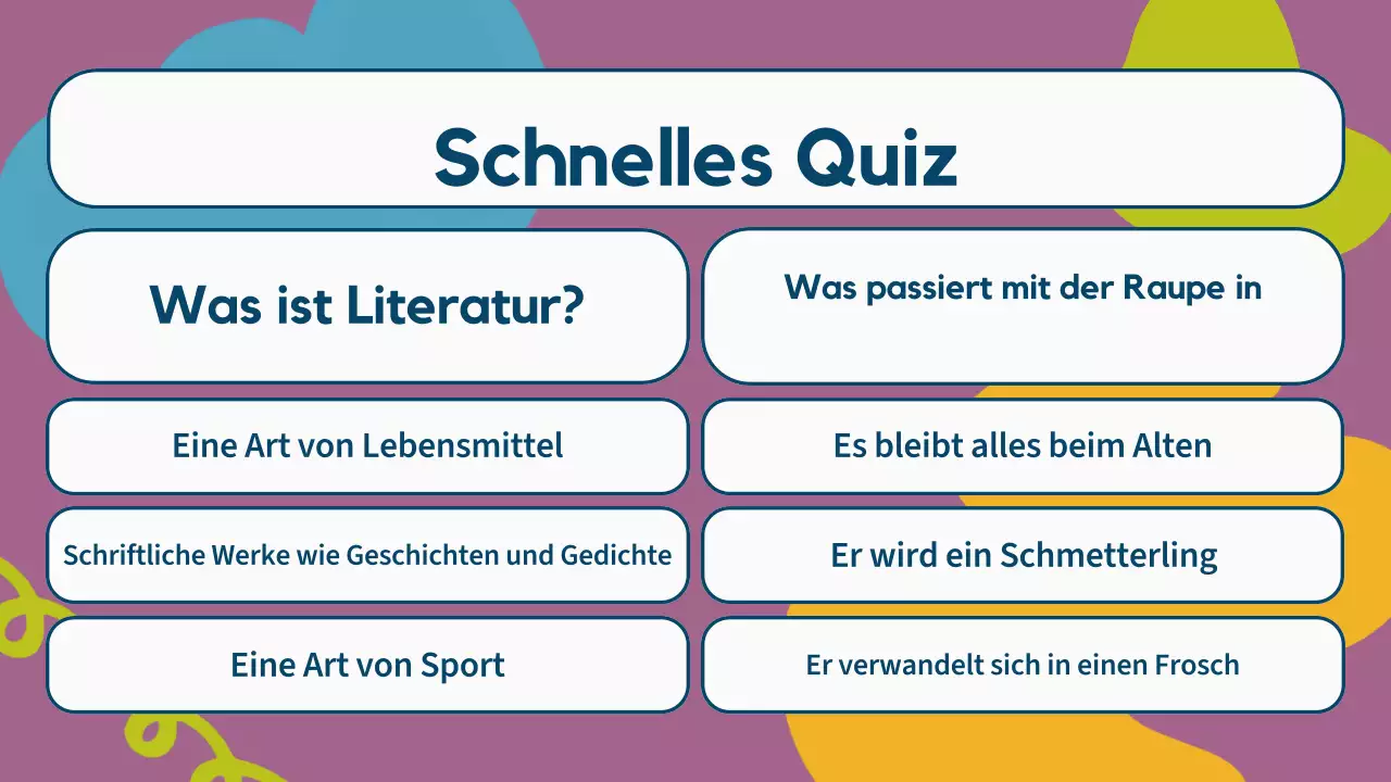 Bunte Illustration Literatur Unterrichtsmaterialien Präsentation