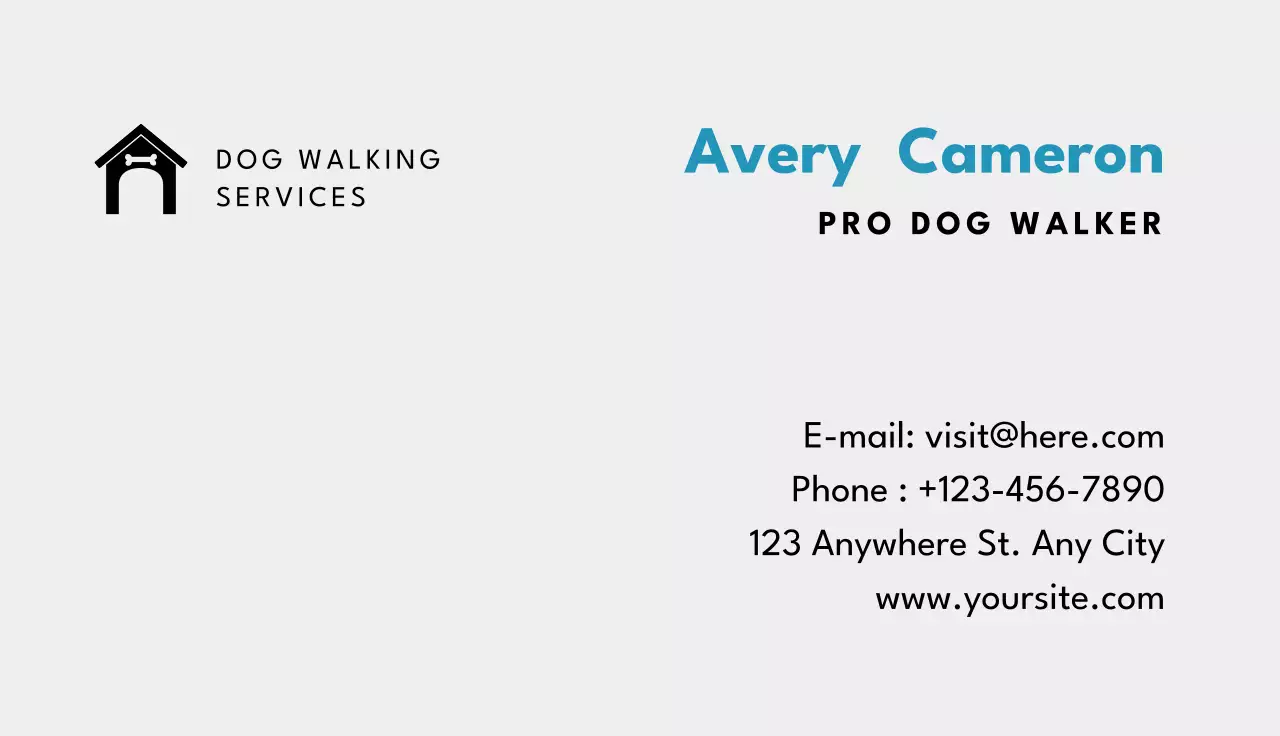 White Simple Dog Walking Business Card