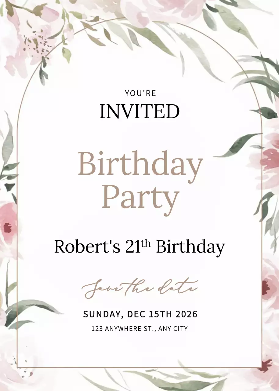 Thiệp mời sinh nhật màu hồng thanh lịch