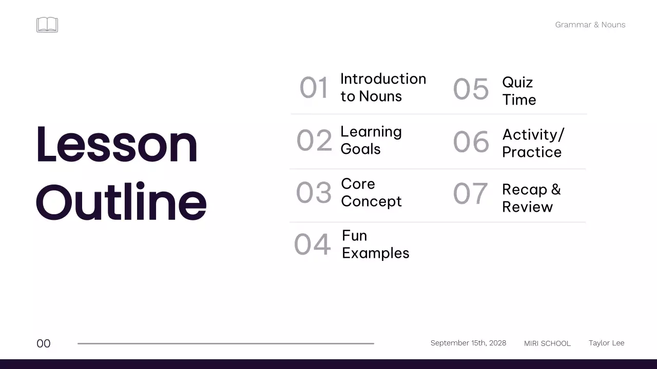 Bài thuyết trình khóa học ngữ pháp tối giản màu đen