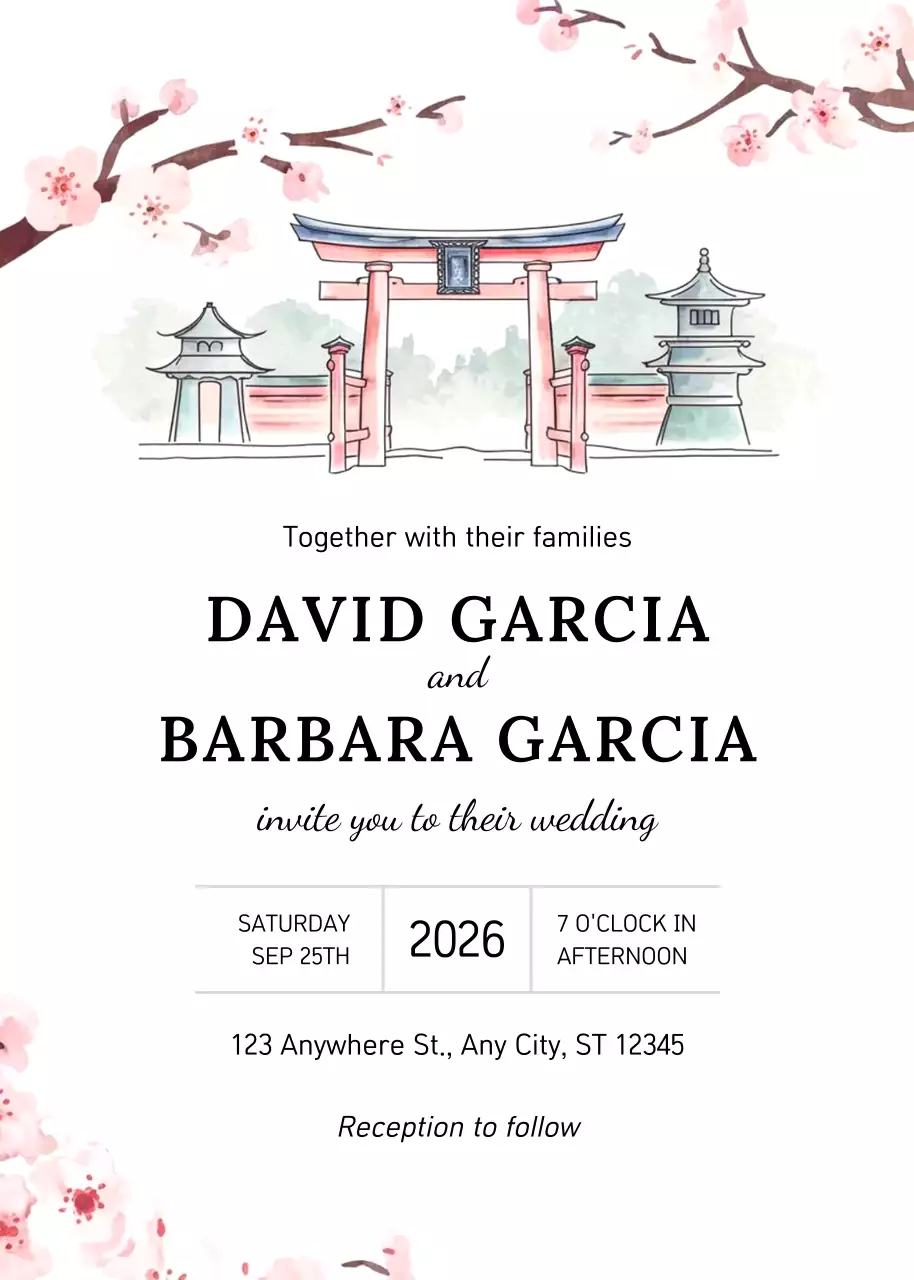 Pink Traditional Wedding Invitation