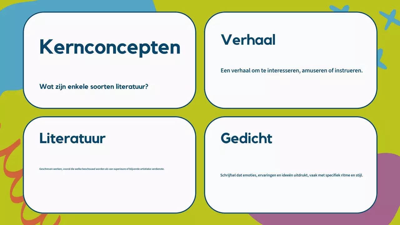 Kleurrijke Illustratie Literatuur Lesmateriaal Presentatie