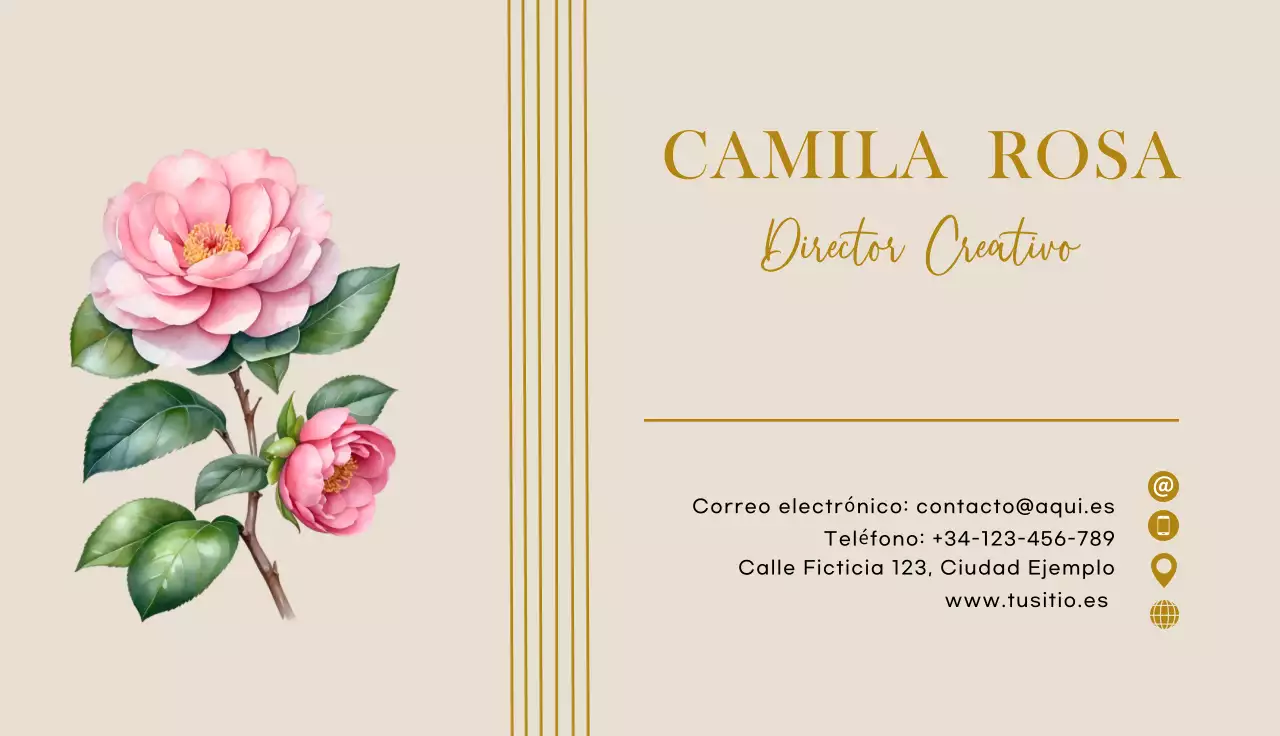 tarjeta de visita floral beige