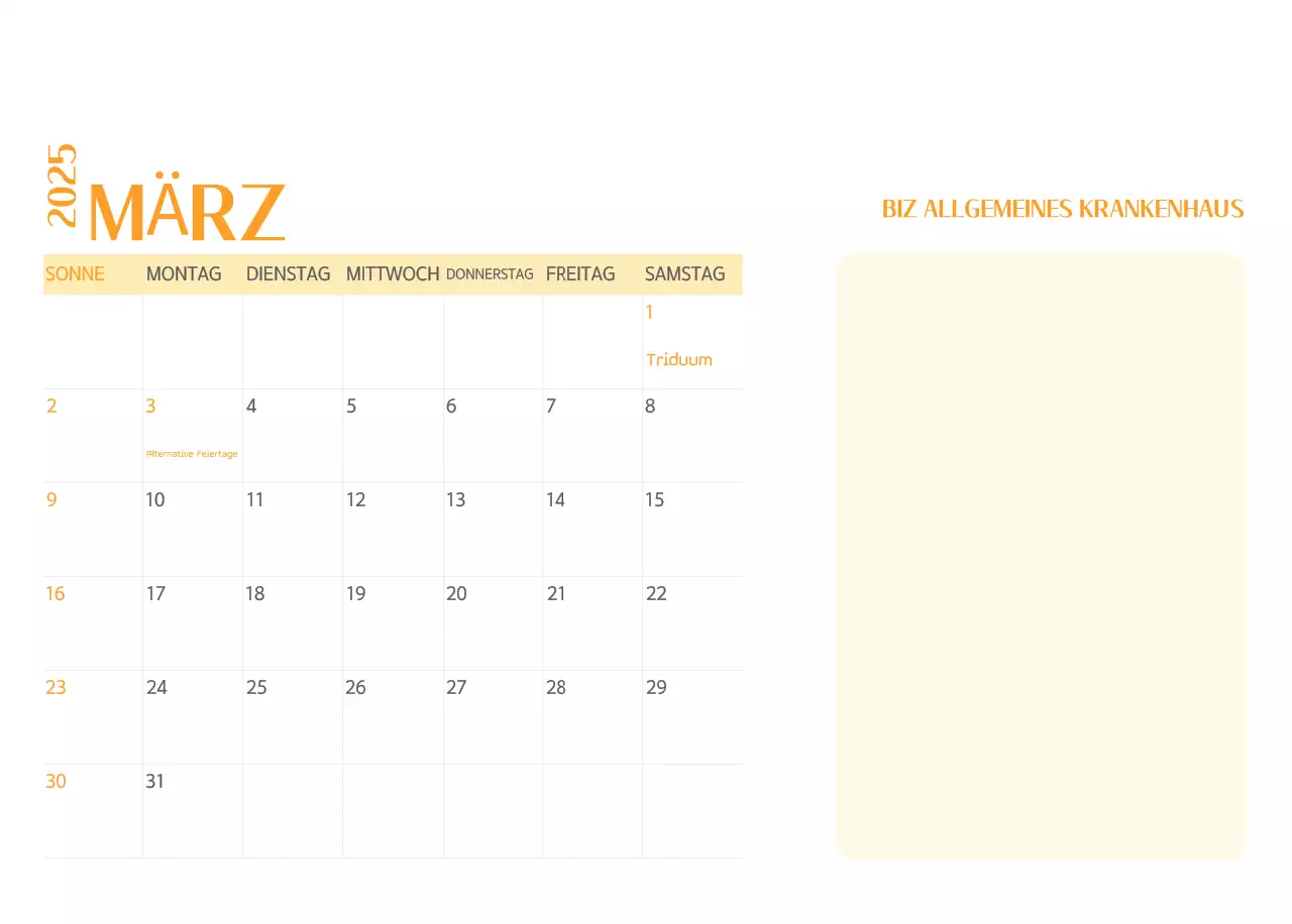 Krankenhauskalender in grünem Fotorahmen