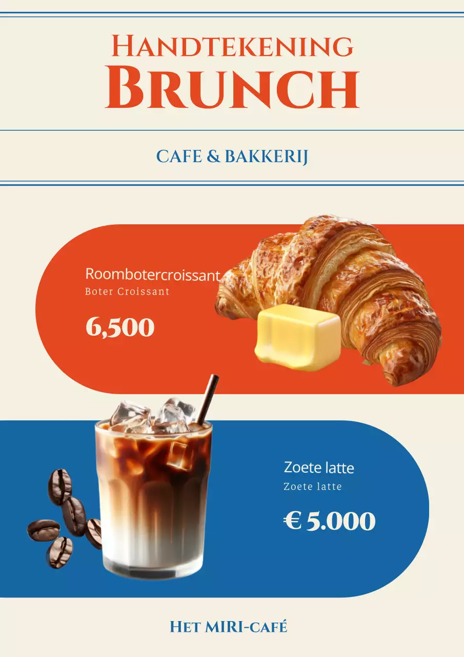 Oranje Eenvoudig Brunch Menubord