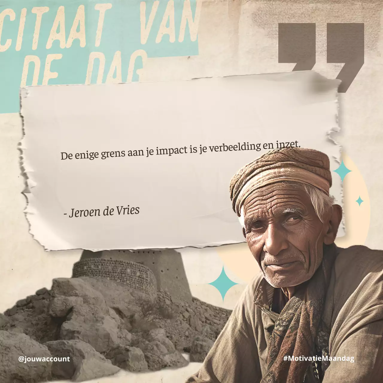 beige vintage motivatie cijfer citaat