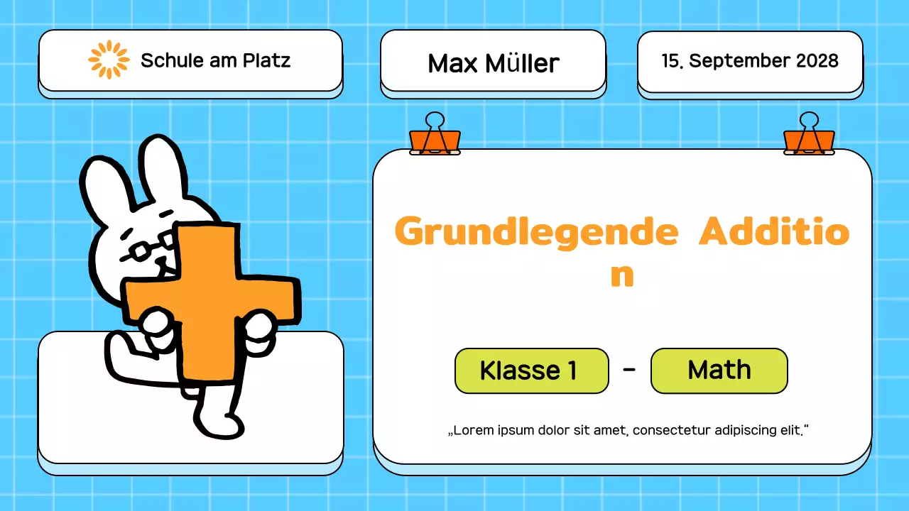 Blauer fröhlicher Mathekurs