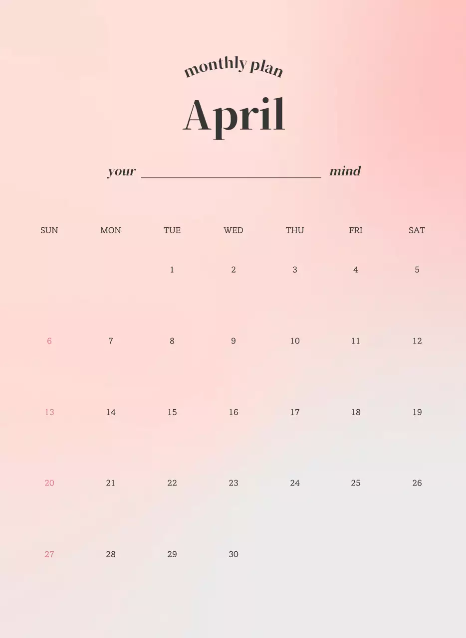 그라데이션 미니멀 달력 캘린더