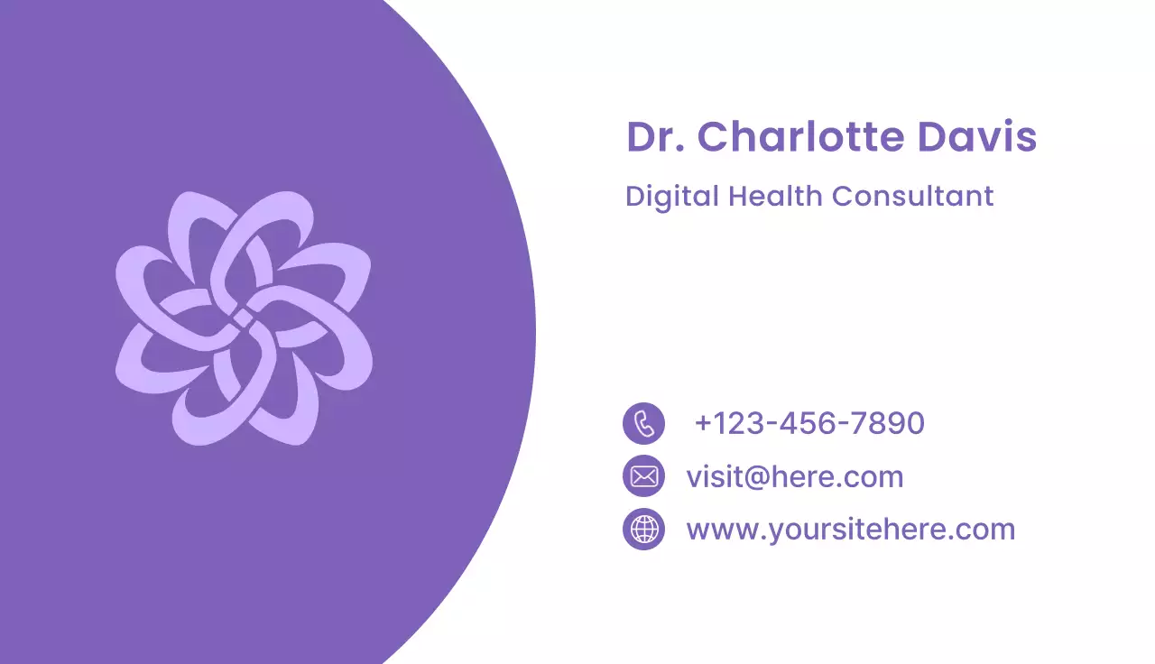 Purple Modern Health Business Card