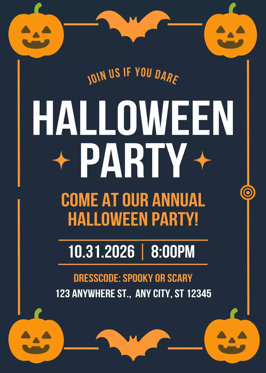 Orange Retro Halloween Invitation