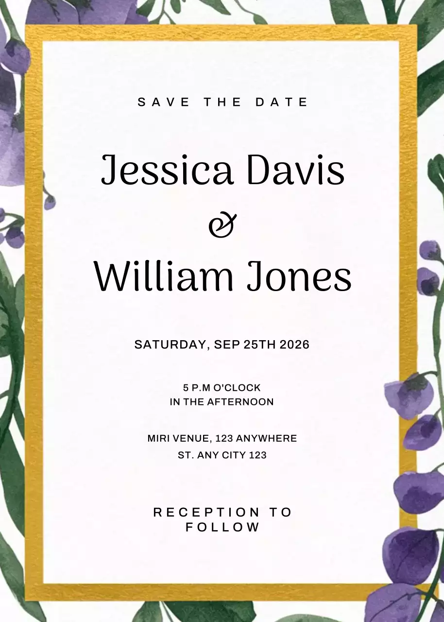 gold elegant wedding invitation