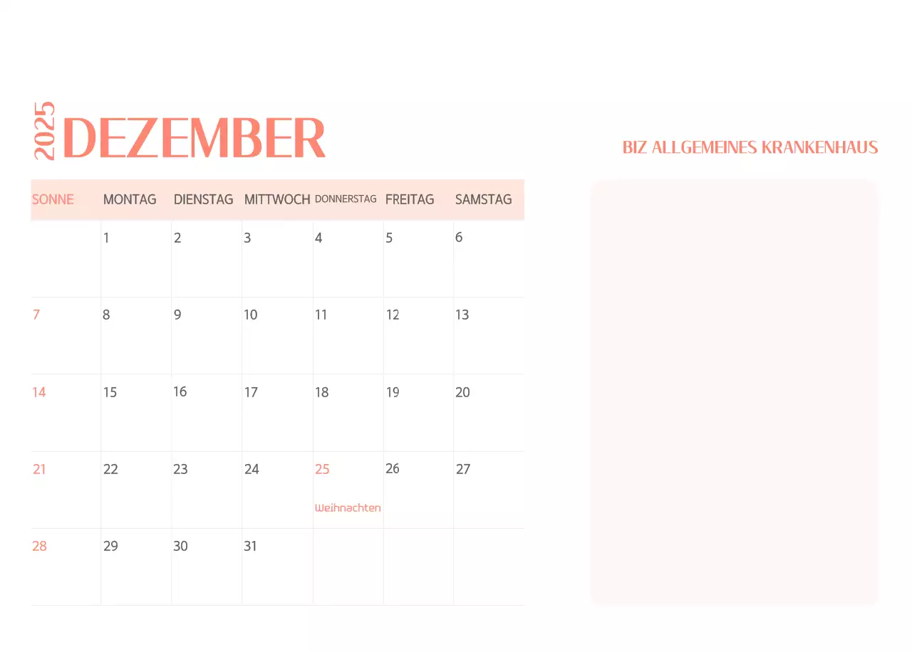 Krankenhauskalender in grünem Fotorahmen