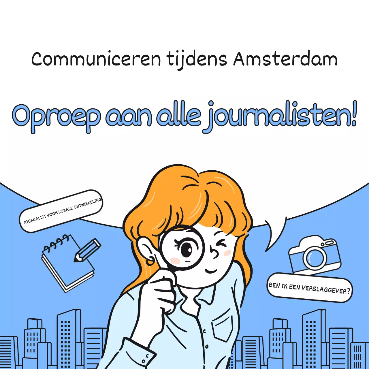 Lichtblauw en eenvoudig voor lokale ontwikkelingsjournalisten