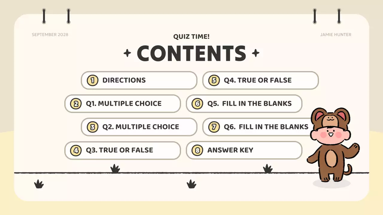 Beige Simple Quiz Guide Presentation