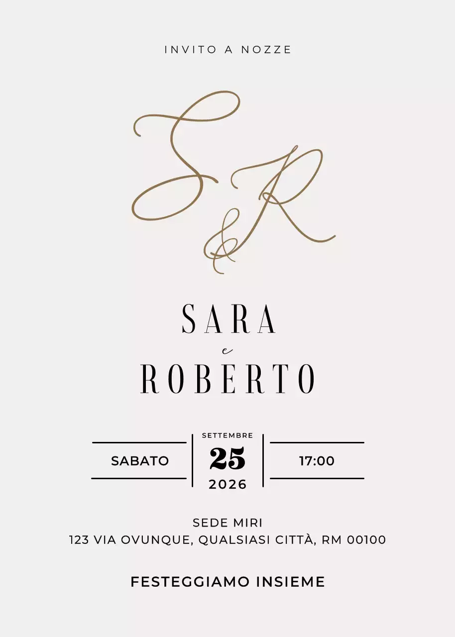 invito di nozze elegante beige