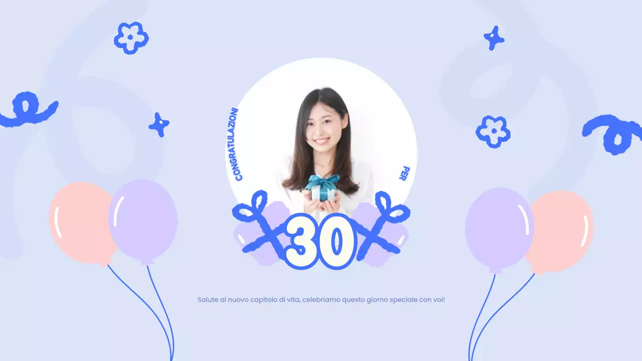 Presentazione del compleanno giocoso blu