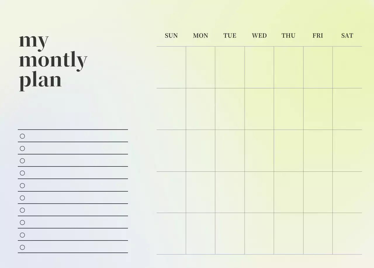 그라데이션 미니멀 달력 캘린더