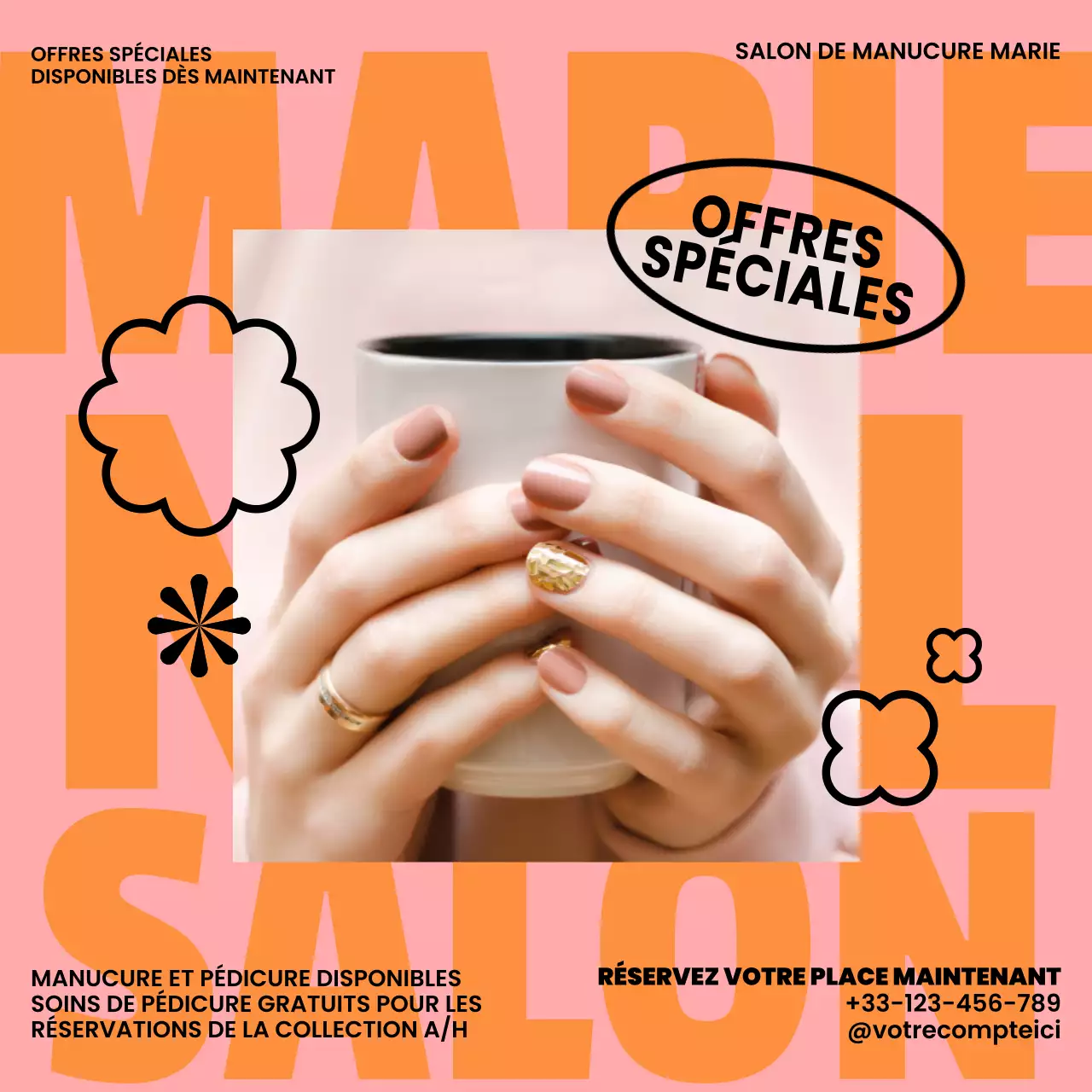 Promotion d'ongles roses à la mode