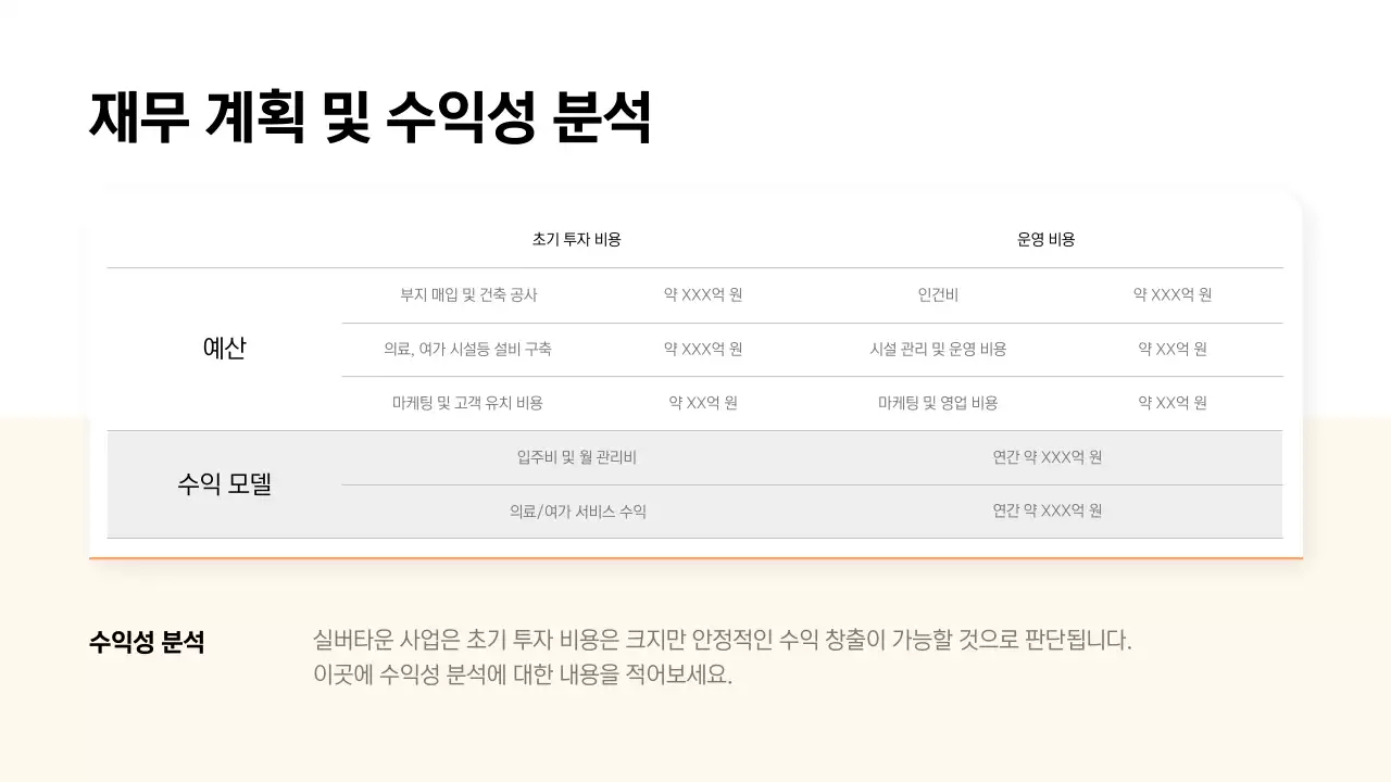 주황의 모던 노후 계획 안내