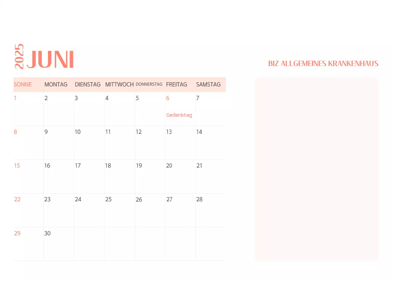 Krankenhauskalender in grünem Fotorahmen