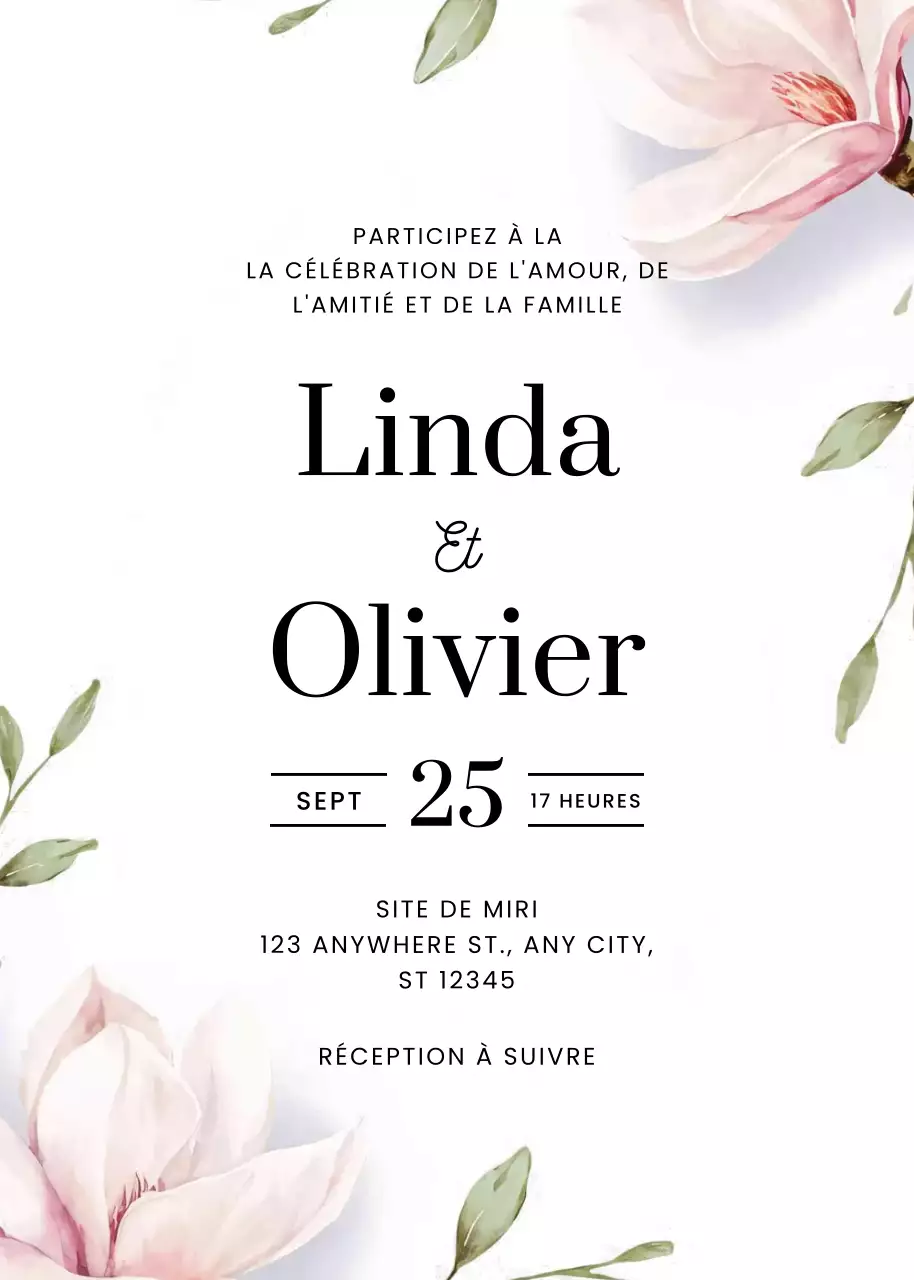 invitation de mariage élégante et blanche